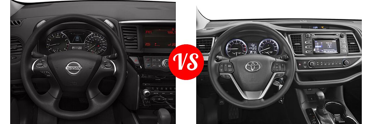 2016 Nissan Pathfinder SUV S / SV vs. 2016 Toyota Highlander SUV LE / LE Plus - Dashboard Comparison