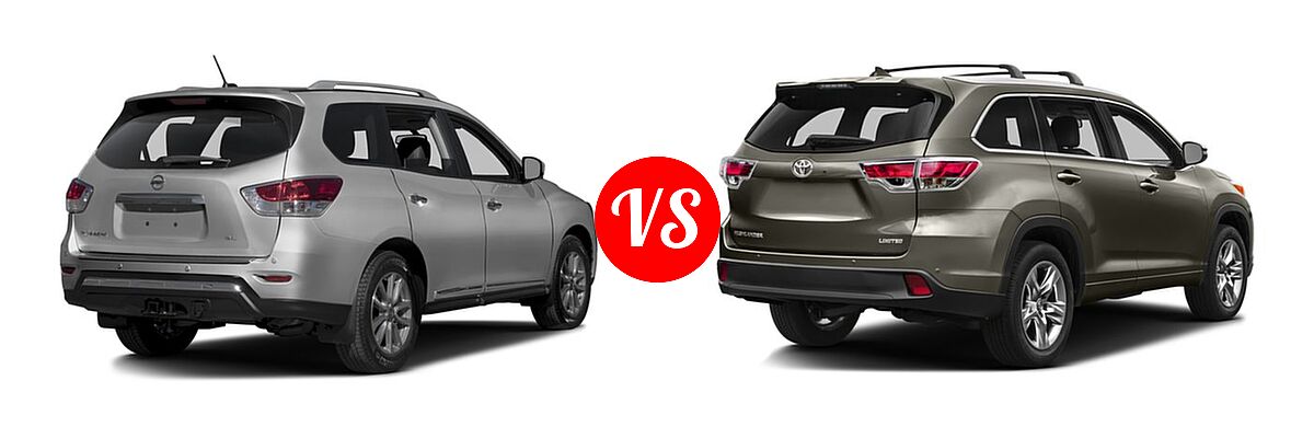 2016 Nissan Pathfinder SUV Platinum / SL vs. 2016 Toyota Highlander SUV Limited / Limited Platinum - Rear Right Comparison