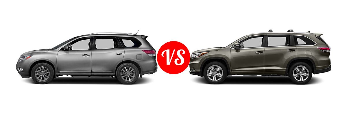 2016 Nissan Pathfinder SUV Platinum / SL vs. 2016 Toyota Highlander SUV Limited / Limited Platinum - Side Comparison