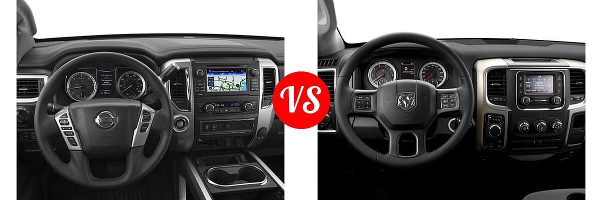 2016 Nissan Titan XD Pickup SV vs. 2016 Ram 1500 Pickup Diesel HFE Express - Dashboard Comparison