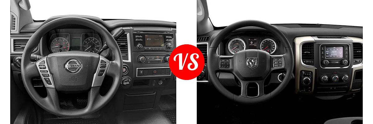 2016 Nissan Titan XD Pickup S vs. 2016 Ram 1500 Pickup Diesel HFE Express - Dashboard Comparison
