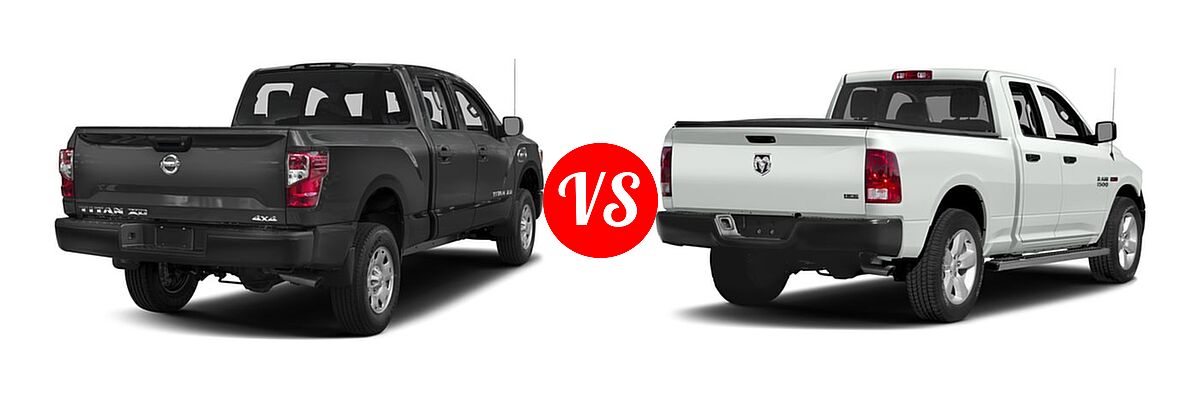 2016 Nissan Titan XD Pickup S vs. 2016 Ram 1500 Pickup Diesel HFE Tradesman - Rear Right Comparison