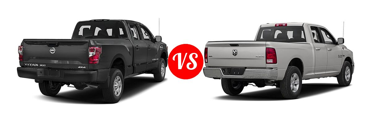 2016 Nissan Titan XD Pickup S vs. 2016 Ram 1500 Pickup Diesel HFE Express - Rear Right Comparison