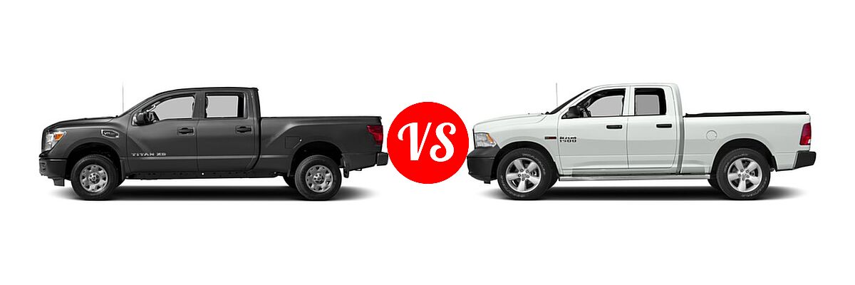 2016 Nissan Titan XD Pickup S vs. 2016 Ram 1500 Pickup Diesel HFE Tradesman - Side Comparison