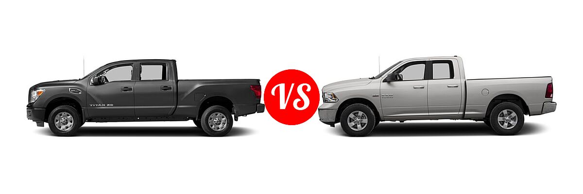 2016 Nissan Titan XD Pickup S vs. 2016 Ram 1500 Pickup Diesel HFE Express - Side Comparison