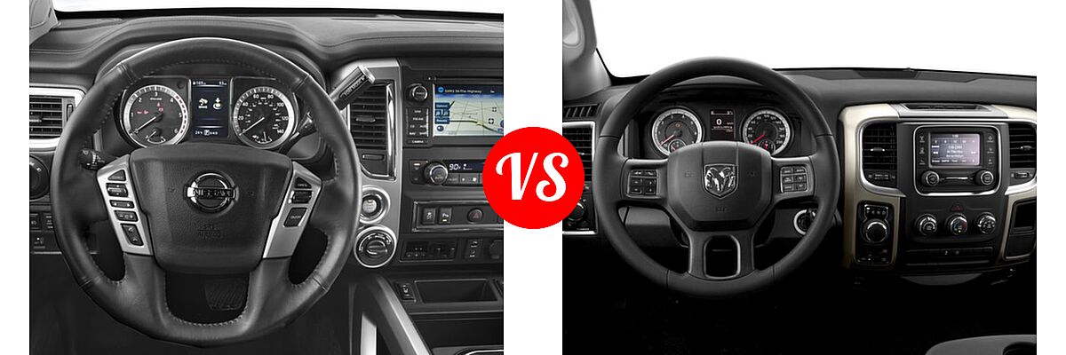2016 Nissan Titan XD Pickup SL vs. 2016 Ram 1500 Pickup Diesel HFE Express - Dashboard Comparison