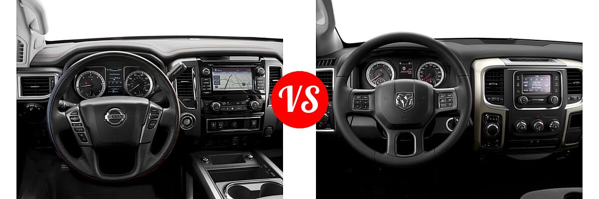 2016 Nissan Titan XD Pickup Platinum Reserve vs. 2016 Ram 1500 Pickup Diesel HFE Express - Dashboard Comparison