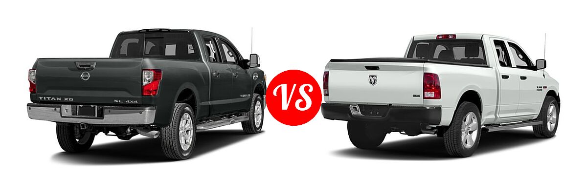 2016 Nissan Titan XD Pickup SL vs. 2016 Ram 1500 Pickup Diesel HFE Tradesman - Rear Right Comparison