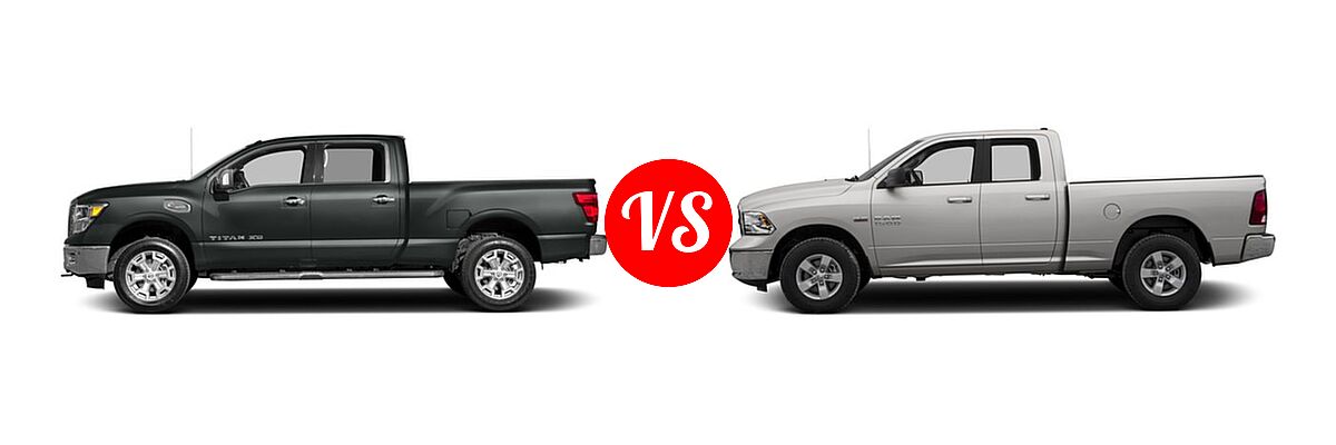 2016 Nissan Titan XD Pickup SL vs. 2016 Ram 1500 Pickup Diesel HFE Express - Side Comparison