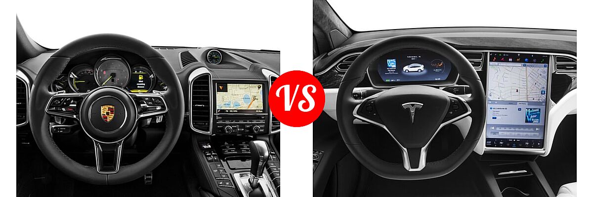 2016 Porsche Cayenne SUV Hybrid S E-Hybrid vs. 2016 Tesla Model X SUV 75D / 90D / P90D - Dashboard Comparison