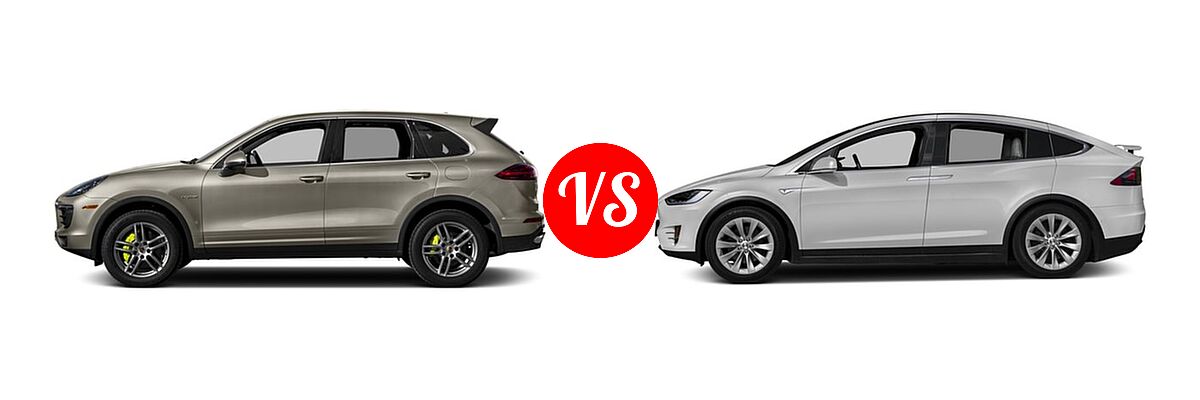 2016 Porsche Cayenne SUV Hybrid S E-Hybrid vs. 2016 Tesla Model X SUV 75D / 90D / P90D - Side Comparison
