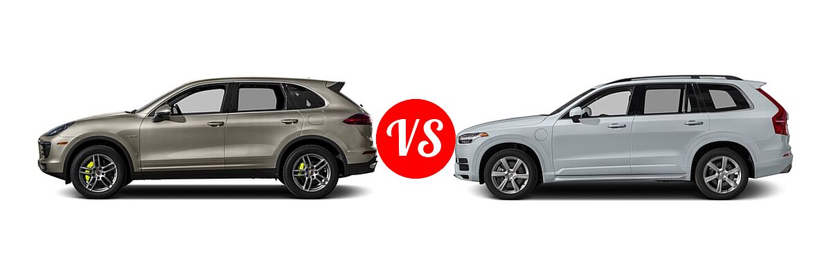 2016 Porsche Cayenne SUV Hybrid S E-Hybrid vs. 2016 Volvo XC90 SUV Hybrid T8 Inscription / T8 Momentum / T8 R-Design - Side Comparison