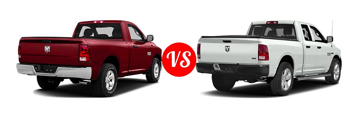 2016 Ram 1500 Pickup Big Horn / Lone Star / SLT vs. 2016 Ram 1500 Pickup Diesel HFE Tradesman - Rear Right Comparison