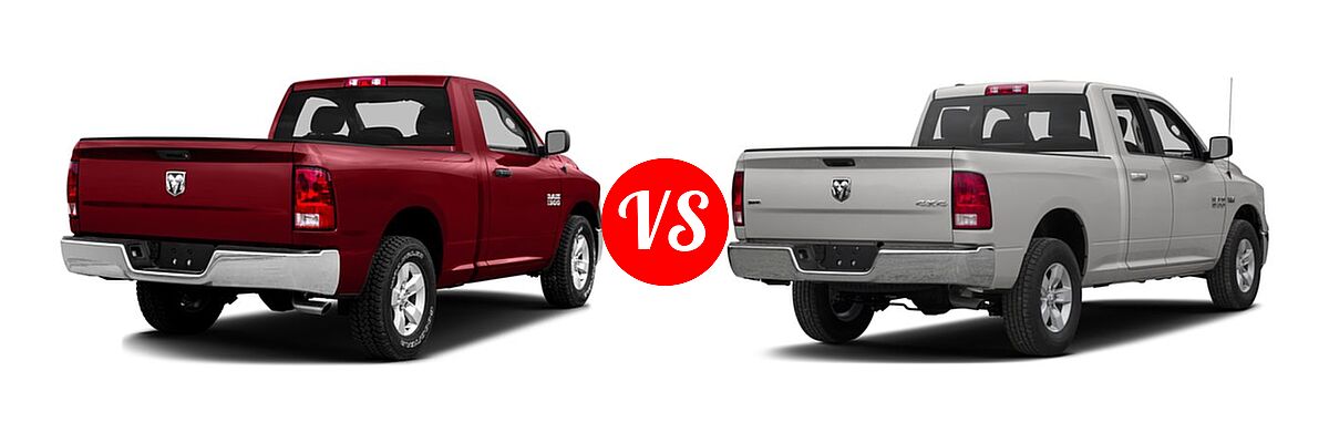 2016 Ram 1500 Pickup Big Horn / Lone Star / SLT vs. 2016 Ram 1500 Pickup Diesel HFE Express - Rear Right Comparison