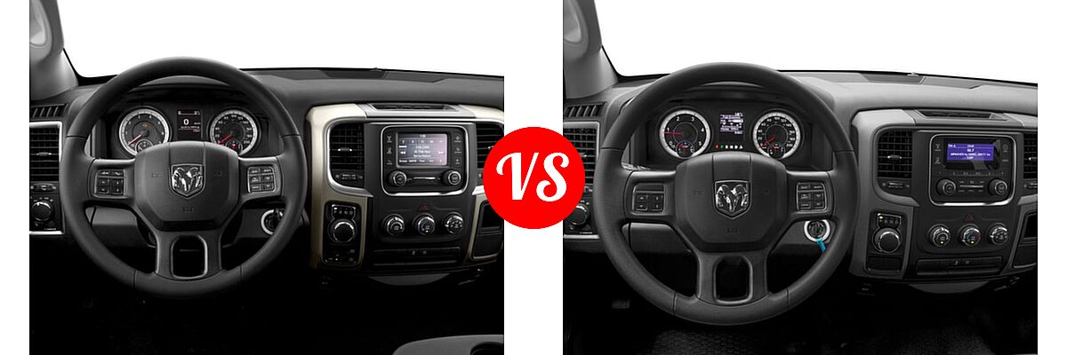2016 Ram 1500 Pickup Big Horn / Express / Lone Star / Outdoorsman / SLT vs. 2016 Ram 1500 Pickup Diesel HFE Tradesman - Dashboard Comparison