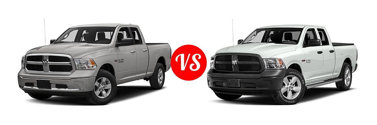 2016 Ram 1500 Pickup Big Horn / Express / Lone Star / Outdoorsman / SLT vs. 2016 Ram 1500 Pickup Diesel HFE Tradesman - Front Left Comparison