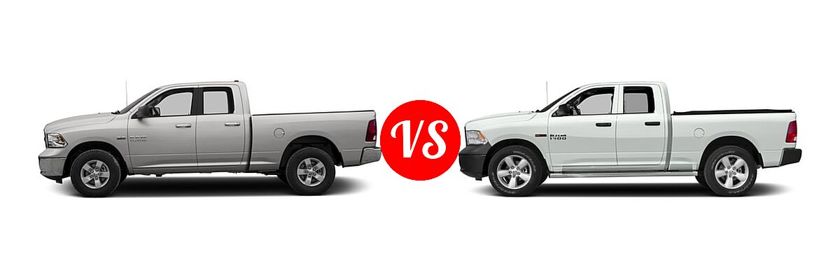 2016 Ram 1500 Pickup Big Horn / Express / Lone Star / Outdoorsman / SLT vs. 2016 Ram 1500 Pickup Diesel HFE Tradesman - Side Comparison