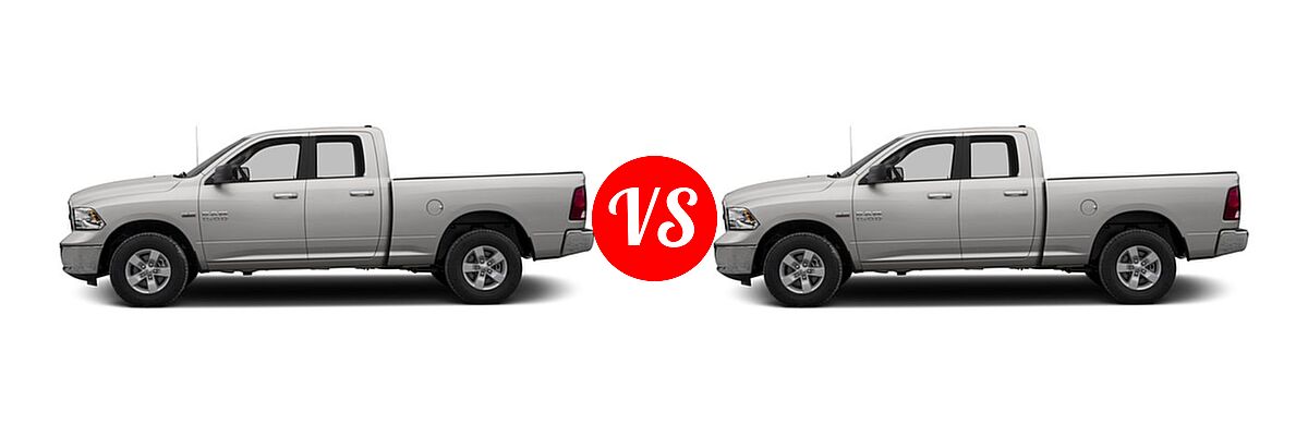 2016 Ram 1500 Pickup Big Horn / Express / Lone Star / Outdoorsman / SLT vs. 2016 Ram 1500 Pickup Diesel HFE Express - Side Comparison