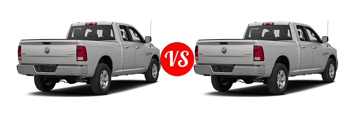 2016 Ram 1500 Pickup Big Horn / Express / Lone Star / Outdoorsman / SLT vs. 2016 Ram 1500 Pickup Diesel HFE Express - Rear Right Comparison