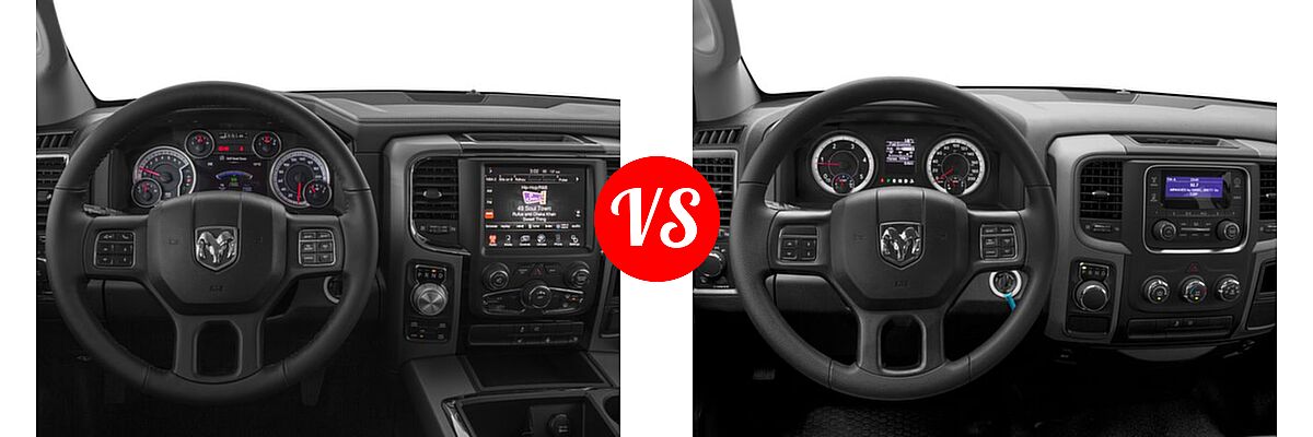 2016 Ram 1500 Pickup Big Horn / Express / Lone Star / Outdoorsman / Sport / Tradesman vs. 2016 Ram 1500 Pickup Diesel HFE Tradesman - Dashboard Comparison