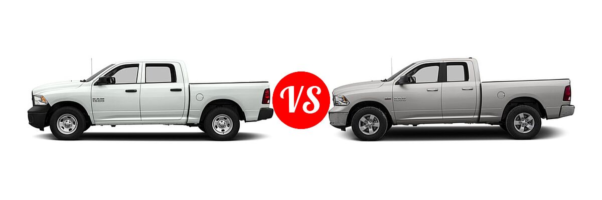 2016 Ram 1500 Pickup Tradesman vs. 2016 Ram 1500 Pickup Diesel HFE Express - Side Comparison