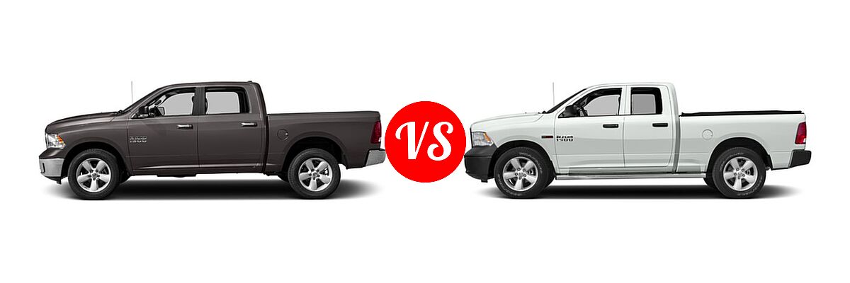2016 Ram 1500 Pickup SLT vs. 2016 Ram 1500 Pickup Diesel HFE Tradesman - Side Comparison