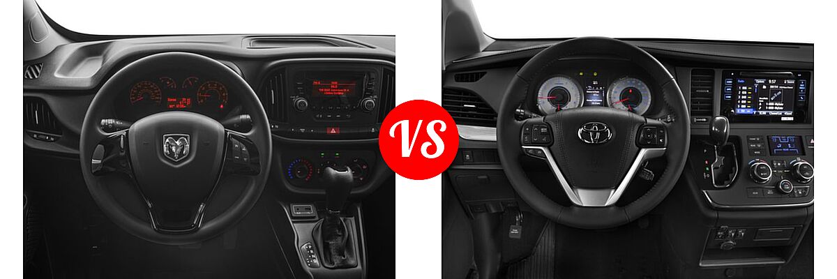 2016 Ram Promaster City Minivan Tradesman vs. 2016 Toyota Sienna Minivan SE / SE Premium - Dashboard Comparison
