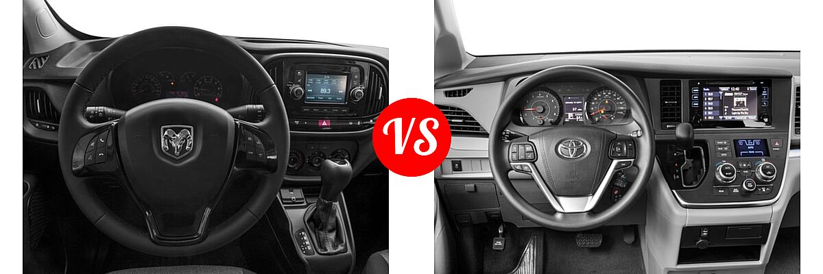 2016 Ram Promaster City Minivan Tradesman SLT vs. 2016 Toyota Sienna Minivan LE - Dashboard Comparison