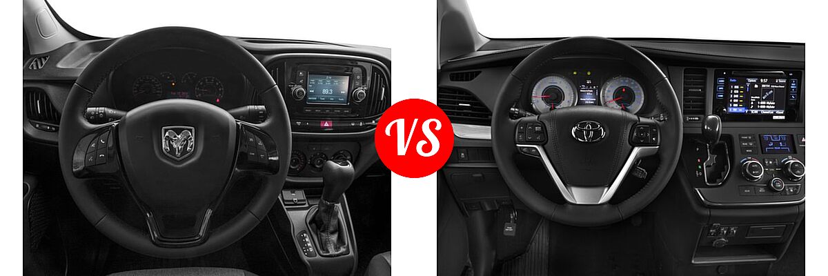 2016 Ram Promaster City Minivan Tradesman SLT vs. 2016 Toyota Sienna Minivan SE / SE Premium - Dashboard Comparison