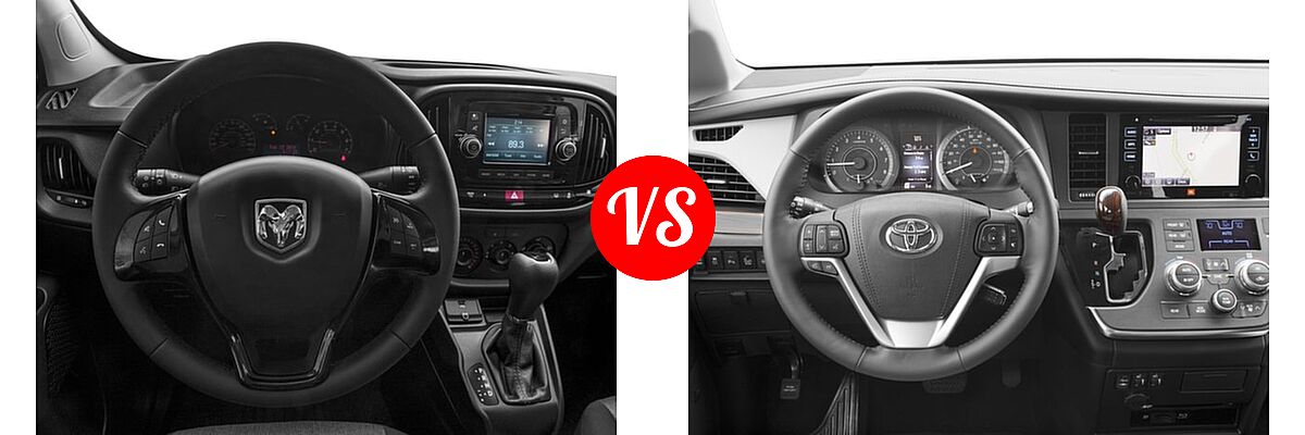 2016 Ram Promaster City Minivan Tradesman SLT vs. 2016 Toyota Sienna Minivan XLE / XLE Premium - Dashboard Comparison