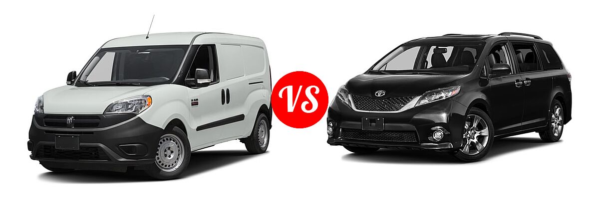 2016 Ram Promaster City Minivan Tradesman vs. 2016 Toyota Sienna Minivan SE / SE Premium - Front Left Comparison