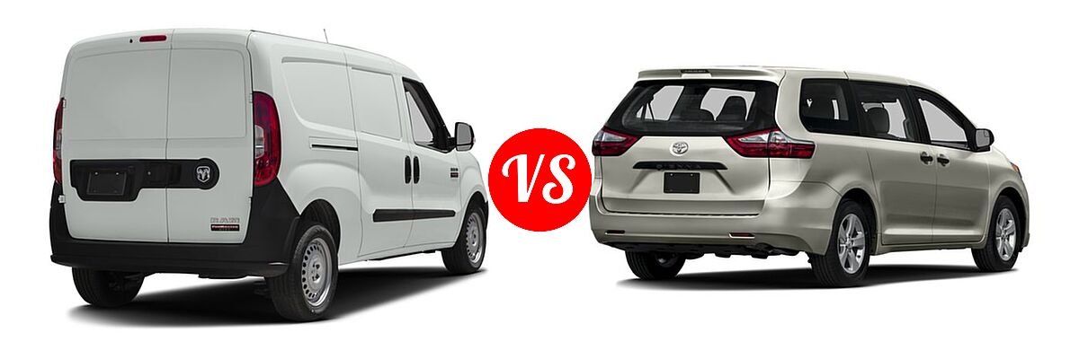 2016 Ram Promaster City Minivan Tradesman vs. 2016 Toyota Sienna Minivan L - Rear Right Comparison