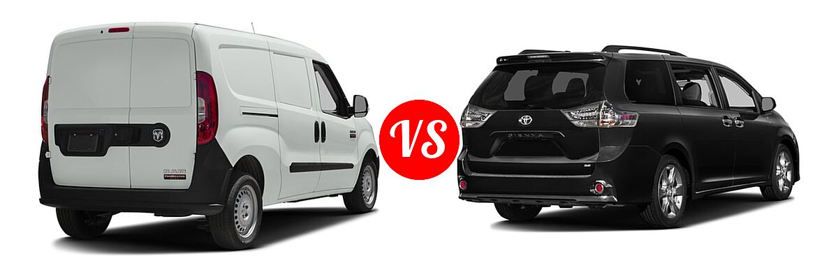 2016 Ram Promaster City Minivan Tradesman vs. 2016 Toyota Sienna Minivan SE / SE Premium - Rear Right Comparison