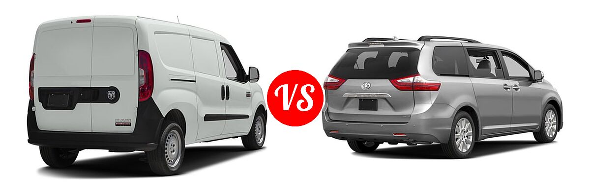 2016 Ram Promaster City Minivan Tradesman vs. 2016 Toyota Sienna Minivan XLE / XLE Premium - Rear Right Comparison