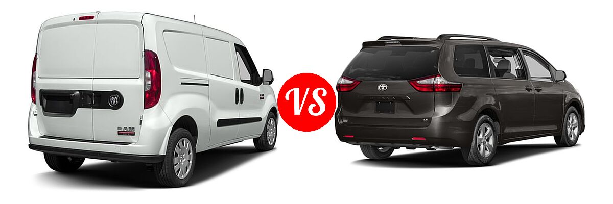 2016 Ram Promaster City Minivan Tradesman SLT vs. 2016 Toyota Sienna Minivan LE - Rear Right Comparison