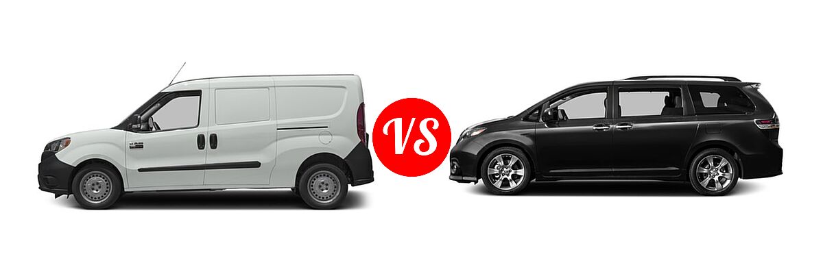 2016 Ram Promaster City Minivan Tradesman vs. 2016 Toyota Sienna Minivan SE / SE Premium - Side Comparison
