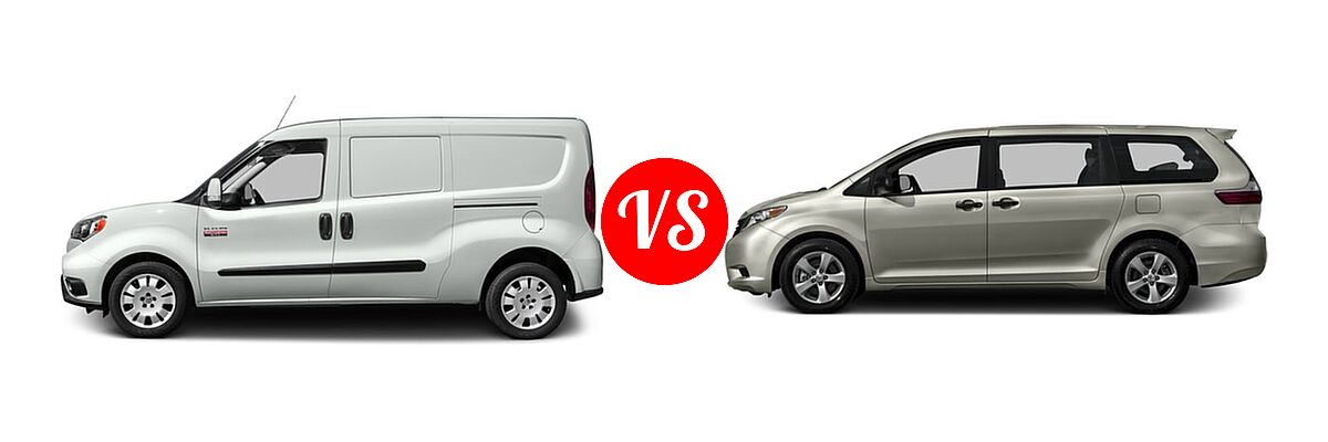 2016 Ram Promaster City Minivan Tradesman SLT vs. 2016 Toyota Sienna Minivan L - Side Comparison