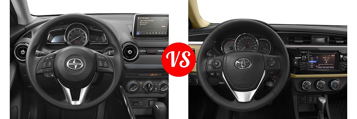 2016 Scion iA Sedan 4dr Sdn Auto (Natl) vs. 2016 Toyota Corolla Sedan L / LE / LE ECO / LE ECO Plus / LE ECO Premium / LE Plus / LE Premium - Dashboard Comparison