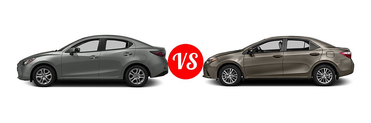 2016 Scion iA Sedan 4dr Sdn Auto (Natl) vs. 2016 Toyota Corolla Sedan L / LE / LE ECO / LE ECO Plus / LE ECO Premium / LE Plus / LE Premium - Side Comparison