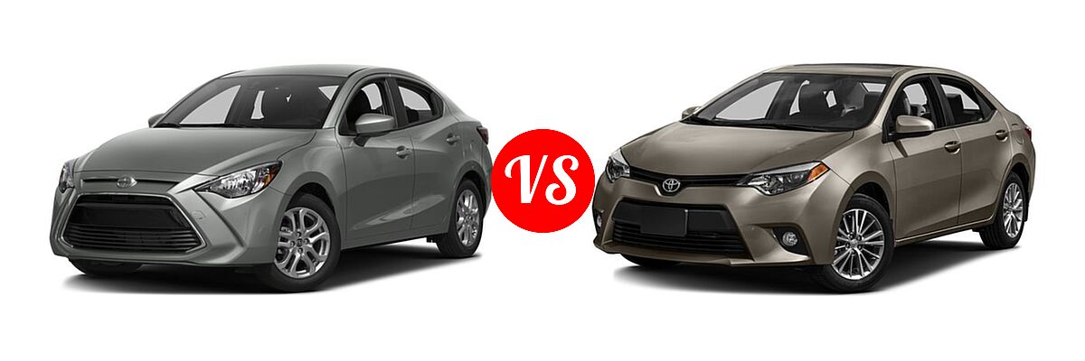 2016 Scion iA Sedan 4dr Sdn Auto (Natl) vs. 2016 Toyota Corolla Sedan L / LE / LE ECO / LE ECO Plus / LE ECO Premium / LE Plus / LE Premium - Front Left Comparison