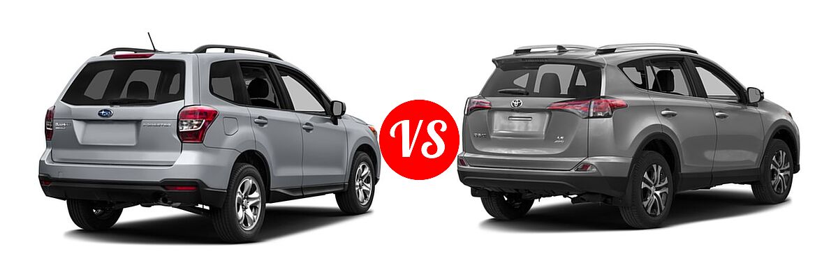 2016 Subaru Forester SUV 2.5i / 2.5i Premium vs. 2016 Toyota RAV4 SUV LE - Rear Right Comparison