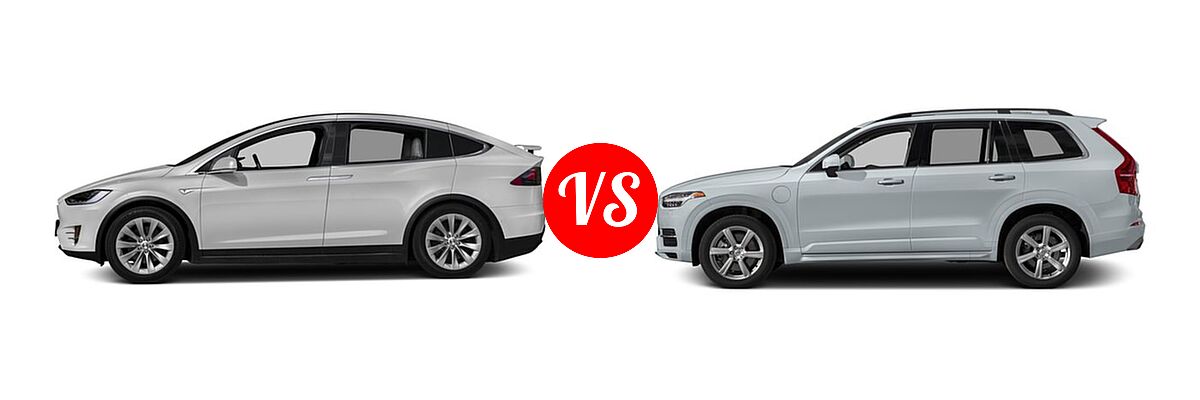 2016 Tesla Model X SUV 75D / 90D / P90D vs. 2016 Volvo XC90 SUV Hybrid T8 Inscription / T8 Momentum / T8 R-Design - Side Comparison