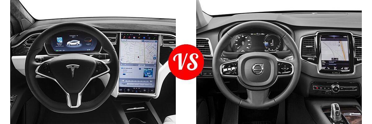 2016 Tesla Model X SUV 75D / 90D / P90D vs. 2016 Volvo XC90 SUV Hybrid T8 Inscription / T8 Momentum / T8 R-Design - Dashboard Comparison