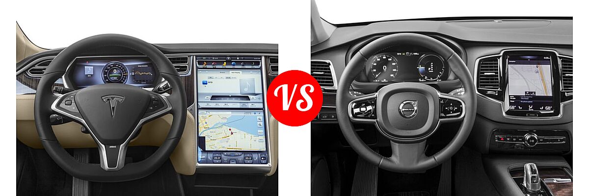 2016 Tesla Model S Sedan 70D / 90D / P90D vs. 2016 Volvo XC90 SUV Hybrid T8 Inscription / T8 Momentum / T8 R-Design - Dashboard Comparison