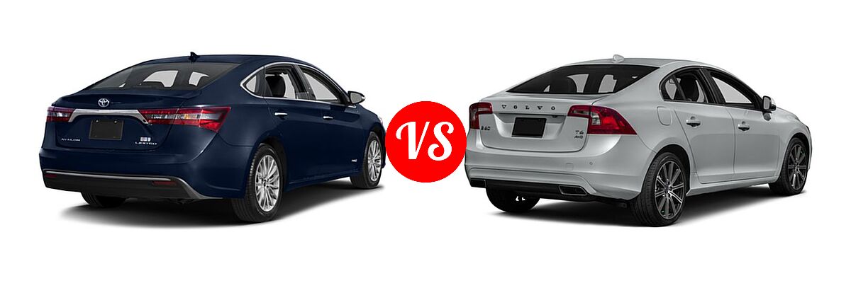 2016 Toyota Avalon Hybrid Sedan Limited vs. 2016 Volvo S60 Sedan T5 / T5 Drive-E / T5 Drive-E Premier / T5 Premier / T6 Drive-E / T6 Drive-E Platinum - Rear Right Comparison