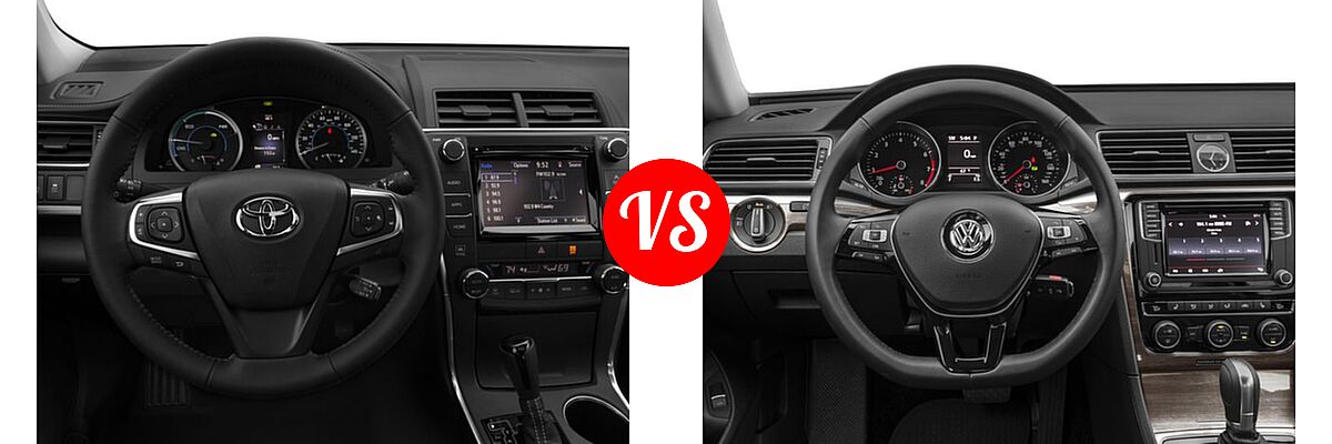 2016 Toyota Camry Hybrid Sedan LE / SE / XLE vs. 2016 Volkswagen Passat Sedan 1.8T S / 1.8T SE / 1.8T SE w/Technology / 1.8T SEL / 1.8T SEL Premium / 3.6L V6 SEL Premium - Dashboard Comparison