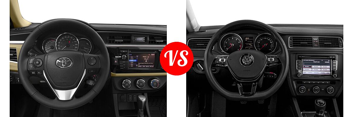 2016 Toyota Corolla Sedan L / LE / LE ECO / LE ECO Plus / LE ECO Premium / LE Plus / LE Premium vs. 2016 Volkswagen Jetta Sedan 1.4T S / 1.4T S w/Technology / 1.4T SE / 1.4T SE w/Connectivity / 1.8T SEL / 1.8T SEL Premium / 1.8T Sport - Dashboard Comparison