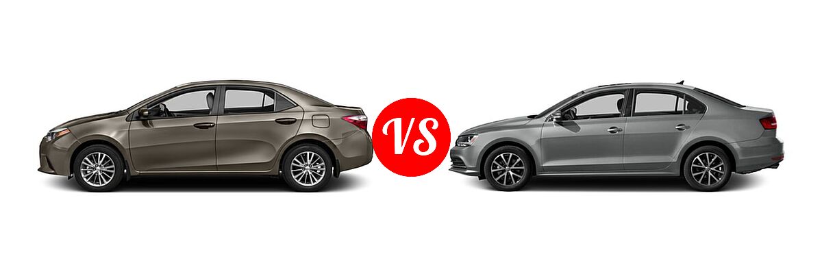 2016 Toyota Corolla Sedan L / LE / LE ECO / LE ECO Plus / LE ECO Premium / LE Plus / LE Premium vs. 2016 Volkswagen Jetta Sedan 1.4T S / 1.4T S w/Technology / 1.4T SE / 1.4T SE w/Connectivity / 1.8T SEL / 1.8T SEL Premium / 1.8T Sport - Side Comparison