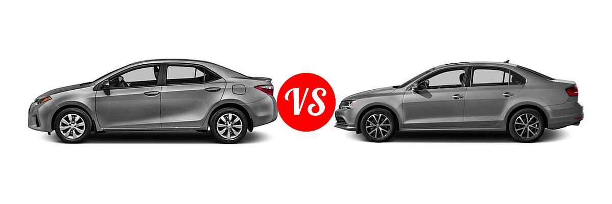2016 Toyota Corolla Sedan S / S Plus / S Premium / S w/Special Edition Pkg vs. 2016 Volkswagen Jetta Sedan 1.4T S / 1.4T S w/Technology / 1.4T SE / 1.4T SE w/Connectivity / 1.8T SEL / 1.8T SEL Premium / 1.8T Sport - Side Comparison
