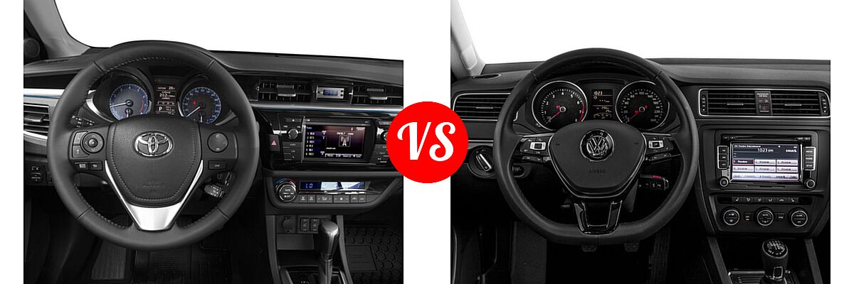 2016 Toyota Corolla Sedan S / S Plus / S Premium / S w/Special Edition Pkg vs. 2016 Volkswagen Jetta Sedan 1.4T S / 1.4T S w/Technology / 1.4T SE / 1.4T SE w/Connectivity / 1.8T SEL / 1.8T SEL Premium / 1.8T Sport - Dashboard Comparison